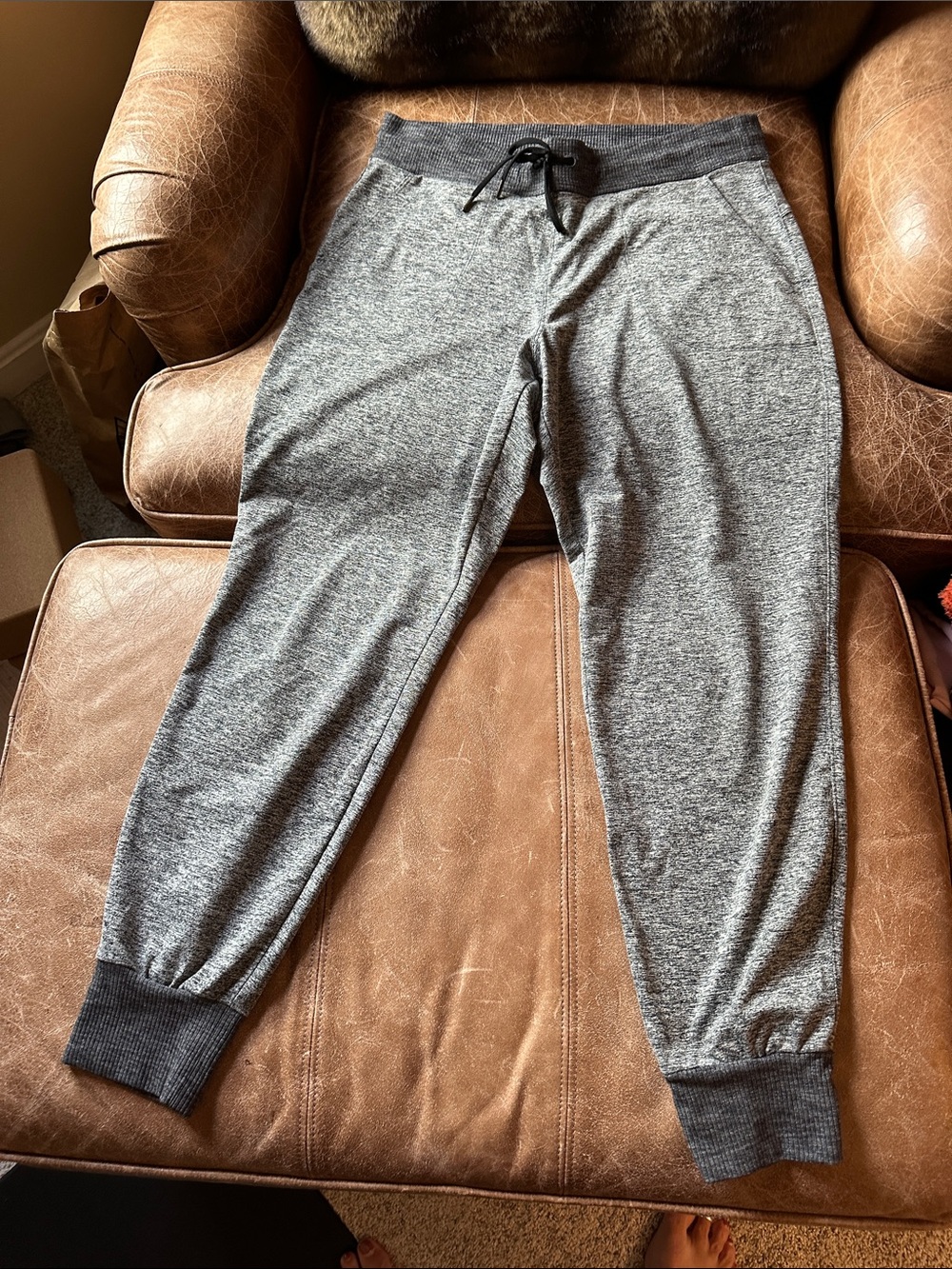Athleta Heather Gray Ribbed-Waist Lounge Joggers